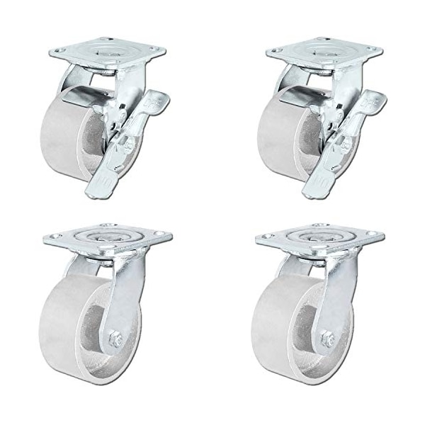 4"x2" Steel Wheel Casters, Swivel Casters 2 W/ Top Locki, PK4
